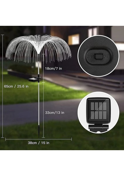 7 Renk Fiber Optik Dekoratif Aydınlatma Güneş Enerjili Dış Mekan Bahçe Lambası Solar Fiber Optik LED