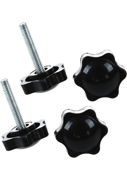 Arelene 4 Adet M6 x 30MM Erkek Dişli 32MM Yıldız Başlı Sıkma Topuzu Siyah (Yurt Dışından)