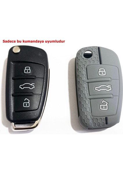 Audi A3 A4 A6 Oyulmuş Siyah Çizgili Silikon Anahtar Kumanda Kılıfı Oto Anahtarlık 3 Tuşlu Gri fiyatları