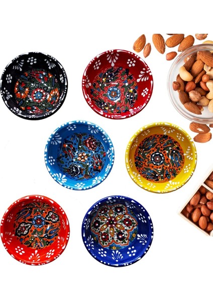6'lı Seramik Çini Kase, Çerezlik, Kahvaltı Sunum Kasesi, Meze Sunum Kasesi