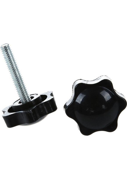 2 Adet M6 x 30MM Erkek Dişli 32MM Yıldız Başlı Sıkma Topuzu Siyah (Yurt Dışından)