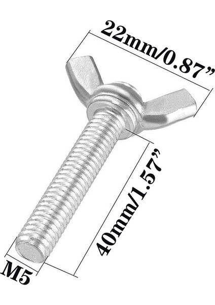 Bradoo-5 Adet M5 Kelebek Kanat El Vidaları Cıvata 304 Paslanmaz Çelik Bağlantı Elemanı Çeşitleri Seti, Tam Dişli (M5X40MM) (Yurt Dışından)