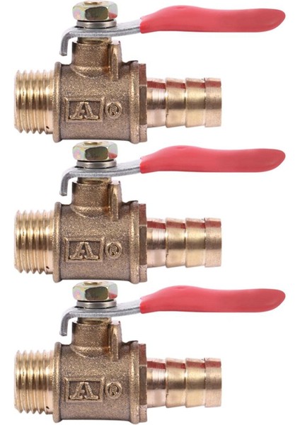 Zoroom 3x 10MM x 1/4 Inç Pt Erkek Konu Tam Bağlantı Kolu Kolu Hortum Diken Pirinç Küresel Vana (Yurt Dışından)