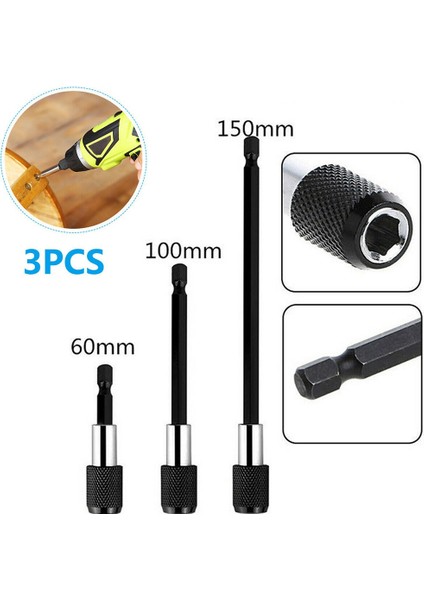 3 Adet Manyetik Tornavida Uzatma Hızlı Bırakma 1/4in Shank Tutucu Matkap Ucu (Siyah) (Yurt Dışından) fiyatları