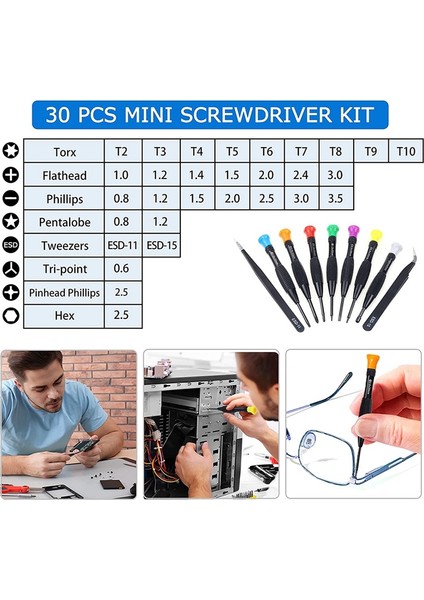 Ncanruı 30 In 1 Torx Tornavida Seti Manyetik Hassas Tornavida Seti Phillips Düz Kafa Mini Tornavidalar Esd Cımbız (Yurt Dışından)