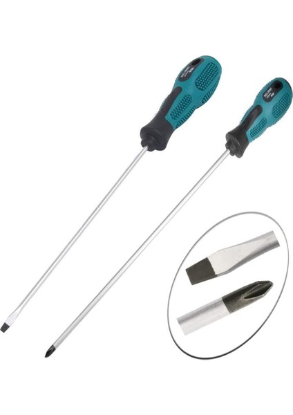 Paket 12 Inç Uzun Oluklu ve Phillips Tornavida Düz Bıçaklı Tornavida Kauçuk Saplı Manyetik Tornavida (Yurt Dışından) fırsatları