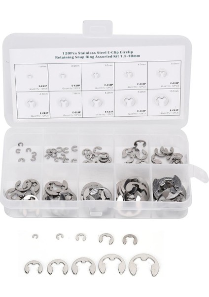 E Segman Çeşitler Kiti Sabitleme Için Paslanmaz 304 Paslanmaz Çelik Klips Yıkayıcı (Yurt Dışından)