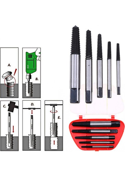 5 Adet/takım Hasarlı Vida Çıkarıcı Kolay Çıkış Seti Cıvata Saplama Sökücü Alet Takımı Sevıch (Yurt Dışından)