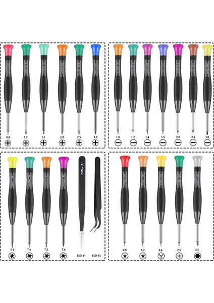 Ncanruı 24 Adet Hassas Manyetik Tornavida Seti Düz Kafalı/yıldız Tornavidalar Gözlük Telefonu Saat Bilgisayarı Tamiri Için (Yurt Dışından) indirimleri
