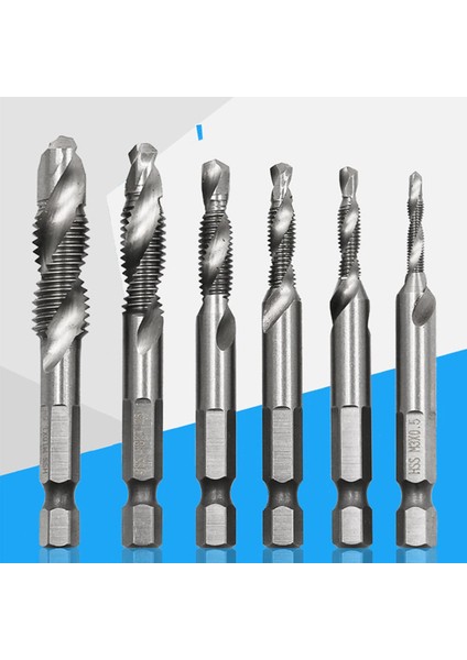 6 Adet M3-M10 Metrik Kombinasyon Matkap Spiral Dişli Tap Bit Seti 4341 Hss 1/4 (Yurt Dışından)
