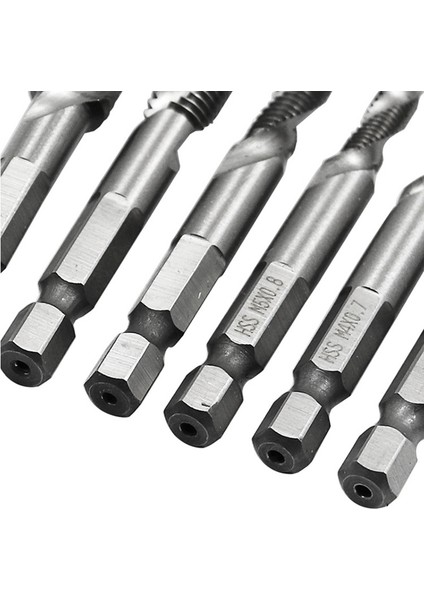 6 Adet M3-M10 Metrik Kombinasyon Matkap Spiral Dişli Tap Bit Seti 4341 Hss 1/4 (Yurt Dışından) modelleri