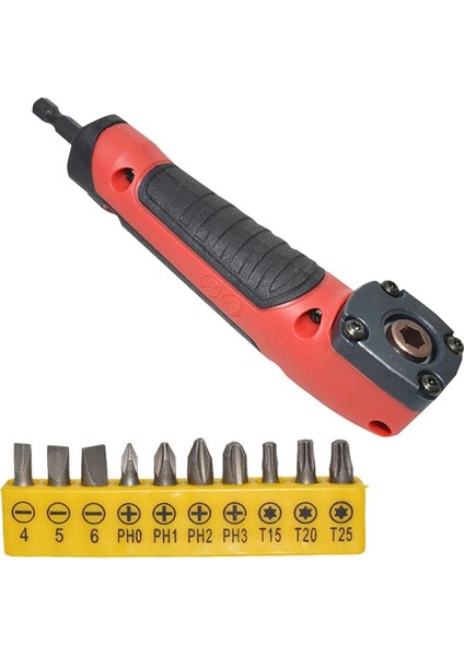 Elektrikli Tornavida Sağ Açılı Köşe Çalıştırma Aleti Gösterildiği Gibi Plastik + Metal 1/4 Direksiyon Köşe Matkabı, 10 Gruplu (Yurt Dışından)