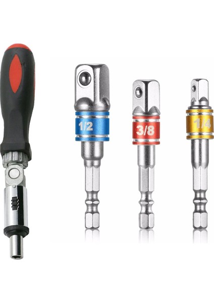 Adet 0-180 Derece Çok Fonksiyonlu Cırcırlı Tornavida 1/4 Inç Iç Altıgen ve 1 Takım/3 Adet Hex Matkap Güç Bit Soket Sürücü Adaptörü Uzatma 1/4 Inç 3/8 Inç 1/2 Inç (Yurt Dışından)