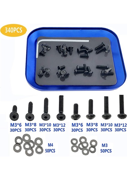 341PCS Rc Vida Seti M3 Düz Başlı/yuvarlak Başlı ve M3 M4 Düz Pullar (Yurt Dışından)