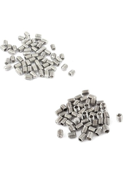 100 Adet Paslanmaz Çelik Altıgen Soket Seti: 50 Adet M2.5 x 3mm Başsız Fincan Noktası Başsız Vidalar ve 50 Adet M3X4MM Başlık Noktası Başsız Vidalar (Yurt Dışından)