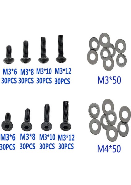 341PCS Rc Vida Seti M3 Düz Başlı/yuvarlak Başlı ve M3 M4 Düz Pullar (Yurt Dışından)