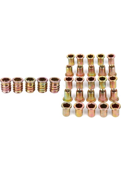 5 Adet Dişli Insert M10 x 20 mm & 25 Adet M8 Somun Dişli Perçin (Yurt Dışından)