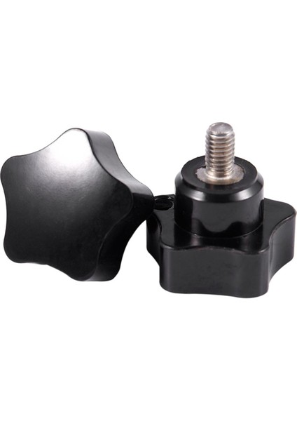 M6X10MM Erkek Konu Plastik Yıldız Başlı Kilitleme Vidası Kolu Siyah 2 Adet (Yurt Dışından)