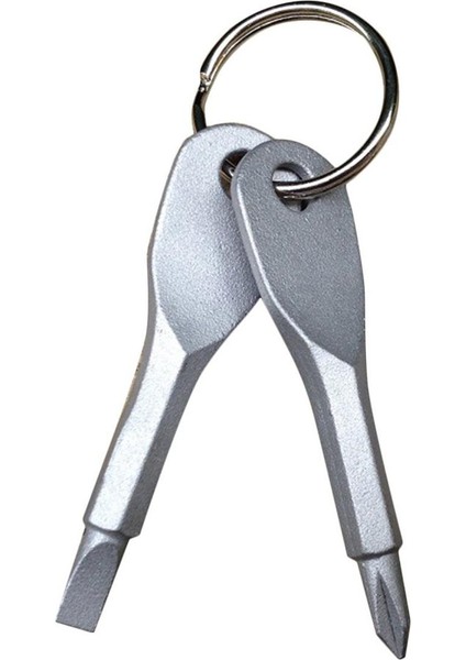 Ha 2 Adet Açık Taşınabilir Çelik Tornavidalar Düz Kafa Çapraz Kafa Anahtarlık-Gümüş (Yurt Dışından)