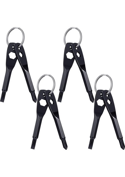 4 Takım Anahtarlık Tornavida Araçları 4'ü Bir Arada Tornavida Anahtarlık Düz Başlı ve Çapraz Anahtar Tornavida Aracı Siyah (Yurt Dışından) indirimleri