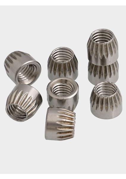 304/201 Paslanmaz Çelik Konik Somun Tırtıllı Patlama Genleşme Kaymaz Koni Dişi Vidalı Kapak M6M8M10M12MM (Yurt Dışından) modelleri