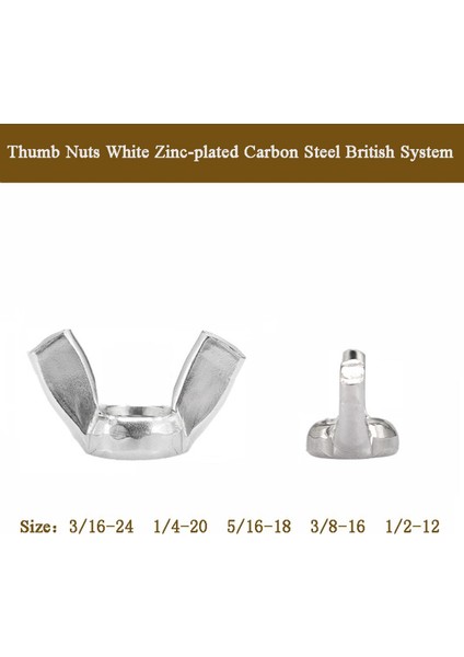 Kelebek Somunlar Beyaz Çinko Kaplama Karbon Çelik Ingiliz Sistemi Kelebek Tipi Kanatlı Thumb Somunlar (Yurt Dışından)