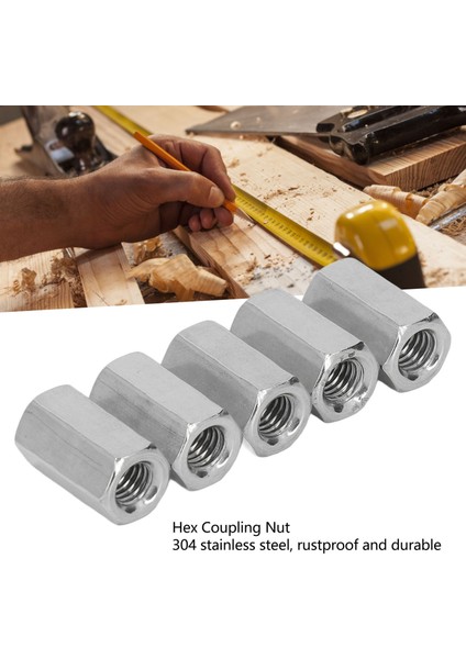 Ince Dişli Bağlantı Somunları, 20PCS Altıgen Bağlantı Somunu Cıvata Saplama Bağlantısı Için Kurulumu Kolay 304 Paslanmaz Çelik (Yurt Dışından) indirimleri
