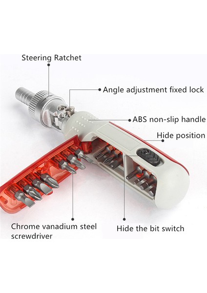 14'ü 1 Arada Hassas Cırcırlı Tornavida Combo Çok Fonksiyonlu (Kırmızı) (Yurt Dışından) indirimleri