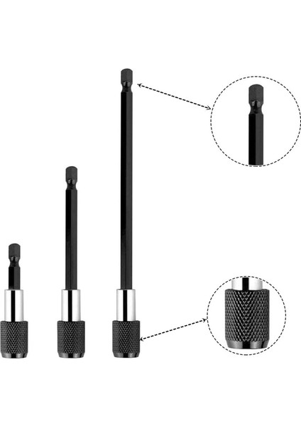 Matkap Uzatması - 2 x 60 mm Manyetik Matkap Ucu Tutucu Uzantısı 2 x 100 mm Manyetik Matkap Ucu Tutucu Uzantısı 2 x 150 mm Manyetik Matkap Ucu Tutucu Uzantısı - Siyah ve Gümüş (Yurt Dışından) indirimleri