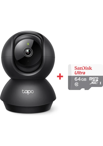 Tapo C211 2k 3mp Yatay ve Dikey Ev Güvenliği Wi-Fi Kamerası + 64GB Sandisk Ultra Bellek