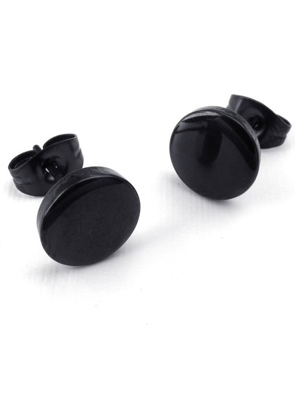 Quanbu Takı Erkek Küpe, 10MM Daire Kulak Çıtçıt, 2 Adet (1 Çift), Paslanmaz Çelik, Siyah (Yurt Dışından) fırsatları