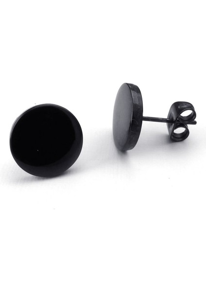 Quanbu Takı Erkek Küpe, 10MM Daire Kulak Çıtçıt, 2 Adet (1 Çift), Paslanmaz Çelik, Siyah (Yurt Dışından) indirimleri