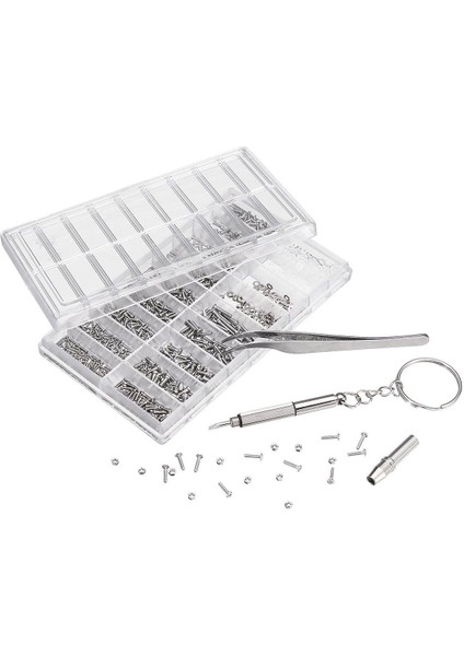 Flyeer 1000 Adet Gözlük Vidası Somun Çeşitleri + 1 Adet Tornavida + 1 Adet Cımbız, Gözlük Tamir Takımı Gözlük Vidaları Saat/gözlük/güneş Gözlüğü/gözlük Için Optik Tamir Aleti Seti (Yurt Dışından)