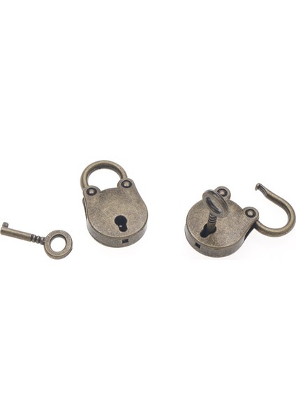 Metal Eski Vintage Stil Mini Asma Kilit Küçük Bagaj Kutusu Tuş Kilidi Bakır Rengi (Yurt Dışından)