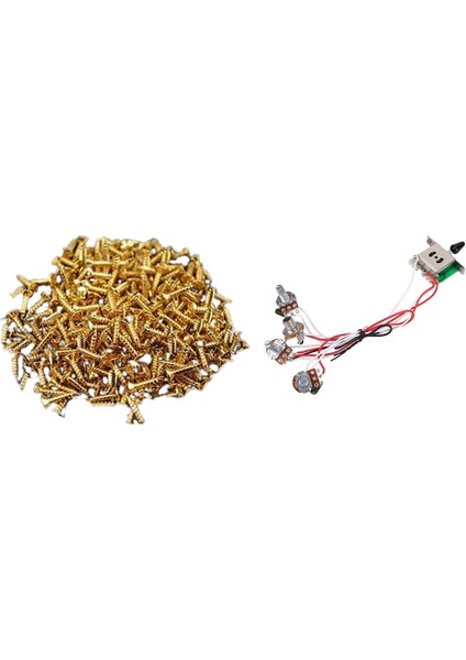30 Adet Altın Pickguard Vidalar Fender Strat/tele Elektro Gitar Bas ve 1x Tencere Strat Gitar Önceden Kablolu 1 Hacim (Yurt Dışından)