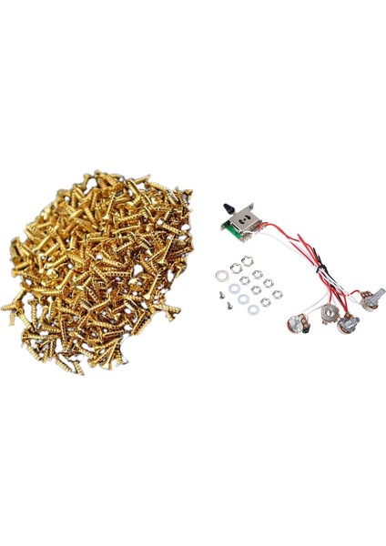 30 Adet Altın Pickguard Vidalar Fender Strat/tele Elektro Gitar Bas ve 1x Tencere Strat Gitar Önceden Kablolu 1 Hacim (Yurt Dışından)