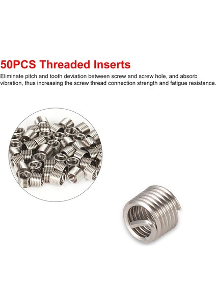 50PCS Dişli Ekler M6 1.0 1.5d Paslanmaz Çelik Helicoil Aletler Vida Kolu - Gümüş (Yurt Dışından) fırsatları