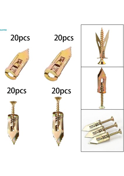 20 Parça Kuru Duvar Dübelleri, Alçı Genişletme Dübelleri, Kendiliğinden Sondajlı Duvar Dübel Genişlemesi 1.2CMX3CM (Yurt Dışından) indirimleri
