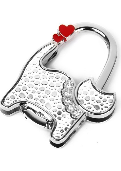 Çanta Tutacağı Katlanabilir Çanta Kancası Kedi Şeklinde (Gümüş Nokta ve Beyaz) (Yurt Dışından) indirimleri