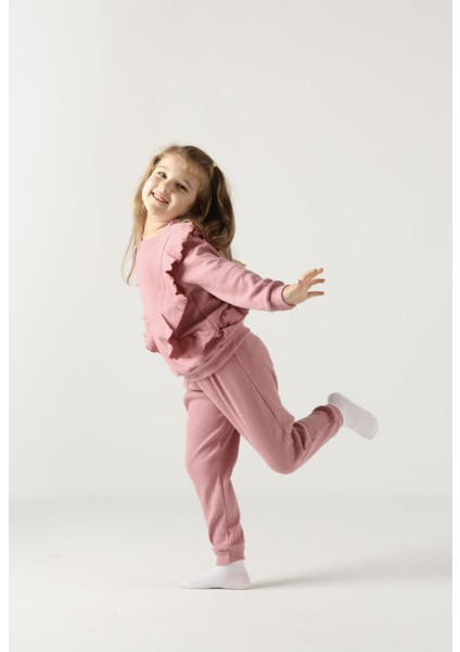 Fırfırlı Pamuklu Uzun Kollu Alt Üst Ikili Kız Çocuk Takım fiyatları