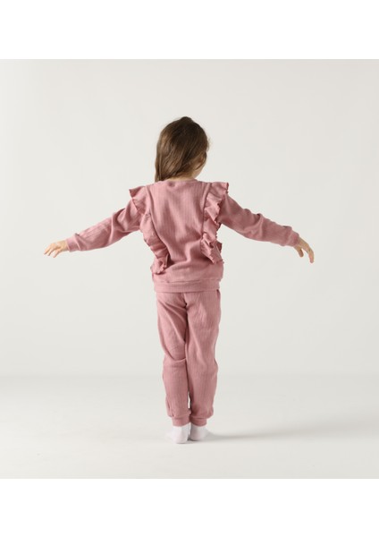 Fırfırlı Pamuklu Uzun Kollu Alt Üst Ikili Kız Çocuk Takım modelleri