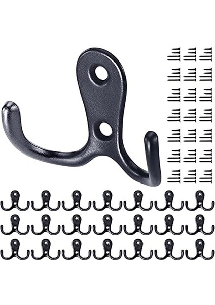 Ceket Kancaları Siyah Vidalı Metal Çift Kanca Duvar Kancaları Mutfak Için (Yurt Dışından)