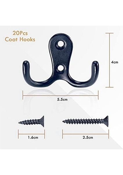 Ceket Kancaları Siyah Vidalı Metal Çift Kanca Duvar Kancaları Mutfak Için (Yurt Dışından)