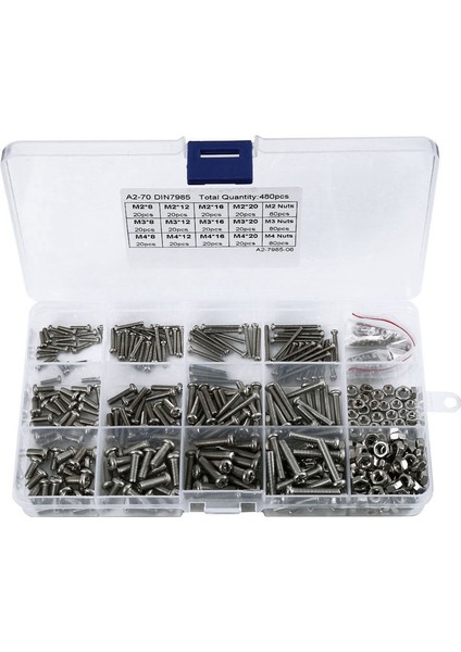 480 Adet/takım M2 M2.5 M3 DIN7985 GB818 Çelik Çapraz Gömme Tava Başlı Vidalar Phillips Vidalar Ortt Kiti HW028 (Yurt Dışından)