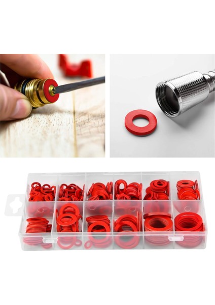 Oumery 600 Adet Fiber Yıkama Çeşitli Kiti 12 Boyutu Kırmızı Çelik Kağıt Fiber Düz Yıkama Seti Düz Halka Conta Çeşitleri Kiti (Yurt Dışından) modelleri