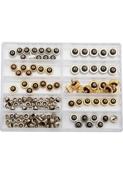 60PCS Saat Taçları Karışık Altın Gümüş Yedek Parça Onarım Saatçi Parçaları A (Yurt Dışından)