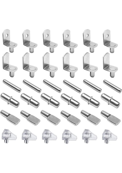 72 Adet Raf Mandalları Destek Kiti, 6 Stilleri Raf Pimleri, Raflar Için Nikel Kaplama Dolap Raf Mandalları Kitaplık Kitaplık Mandalları (Yurt Dışından)