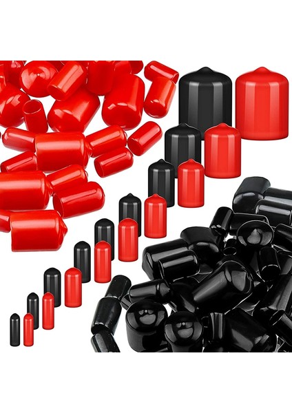 156 Parça Esnek Uç Kapakları Cıvata Vidası Kauçuk Diş Koruyucu Kapak, 9 Boyutta 2/25 Ila 4/5 Inç (Siyah, Kırmızı) (Yurt Dışından) modelleri