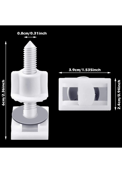 Klozet Kapağı Üst Sabitleme Vidaları-10 * Somun ve Pullarla Birlikte Beyaz Plastik Klozet Kapağı Menteşe Cıvataları-Beyaz (Yurt Dışından)