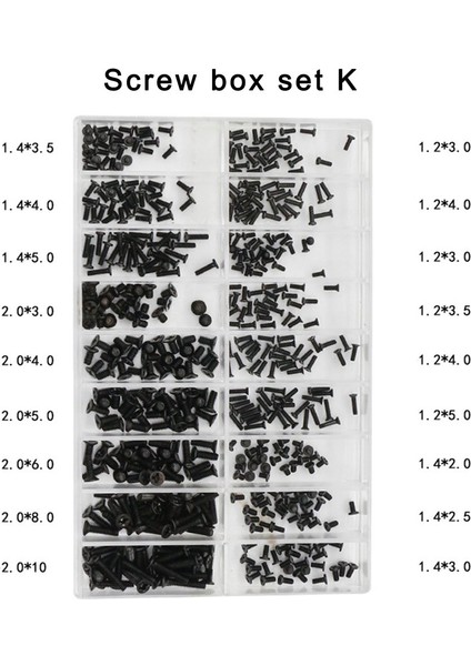 Ha 500 Adet 18 Türleri Mini Vida Dıy Kiti Dizüstü Bilgisayar Montajı Onarım Vida Bağlantı Elemanı Seti Elektronik Dijital Phillips Vida Kiti-Siyah K (Yurt Dışından)